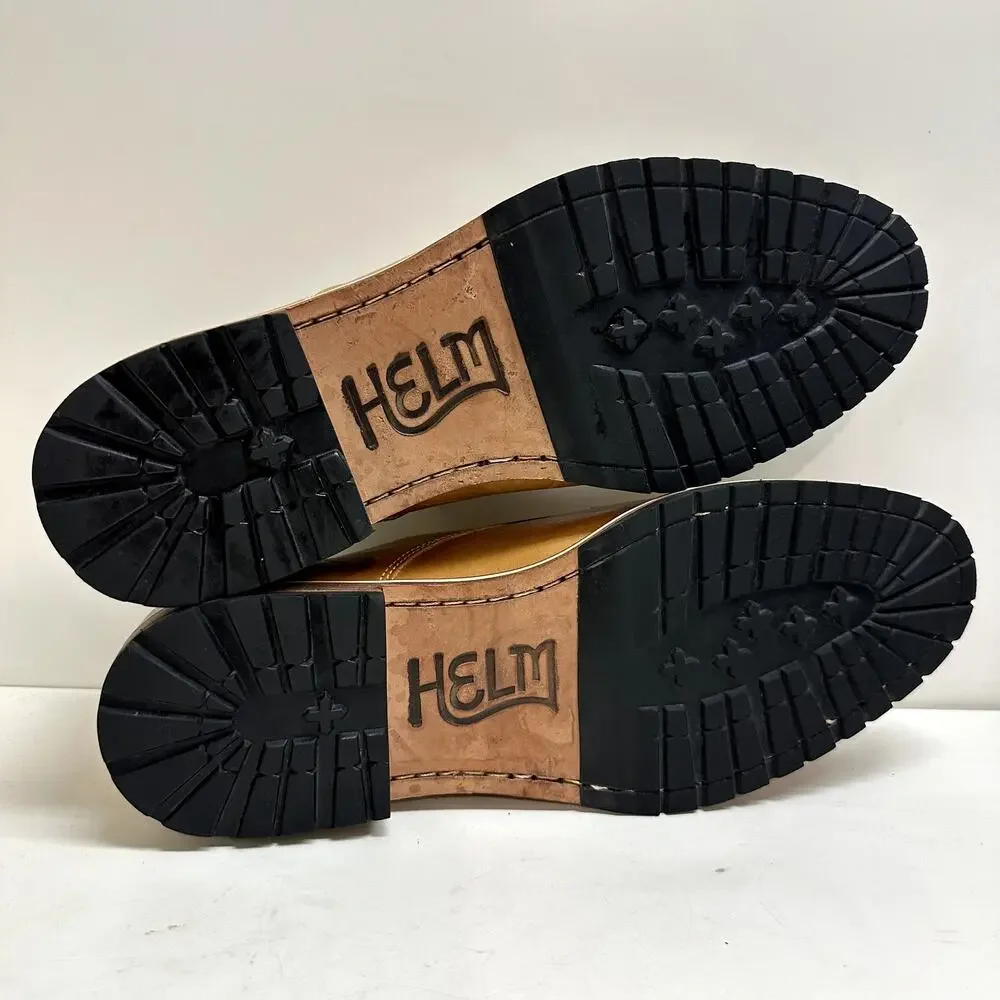 NWOT Helm Nils Blucher Plain Toe Derby Tan Box Leather Made in Brazil US 11 D